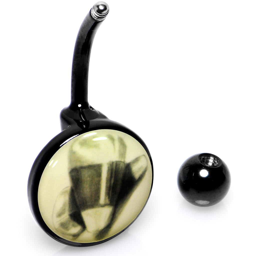 Black Titanium Classic Candy Corn Glow in the Dark Belly Ring