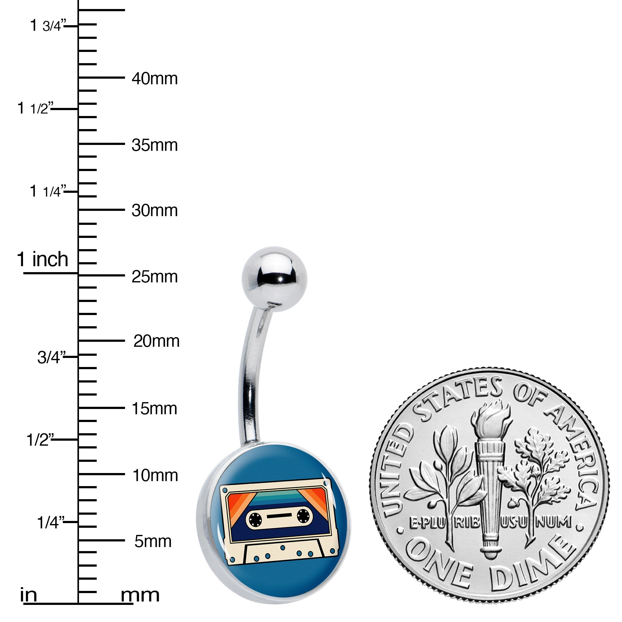 Retro Cassette Tape Belly Ring by Onyx O