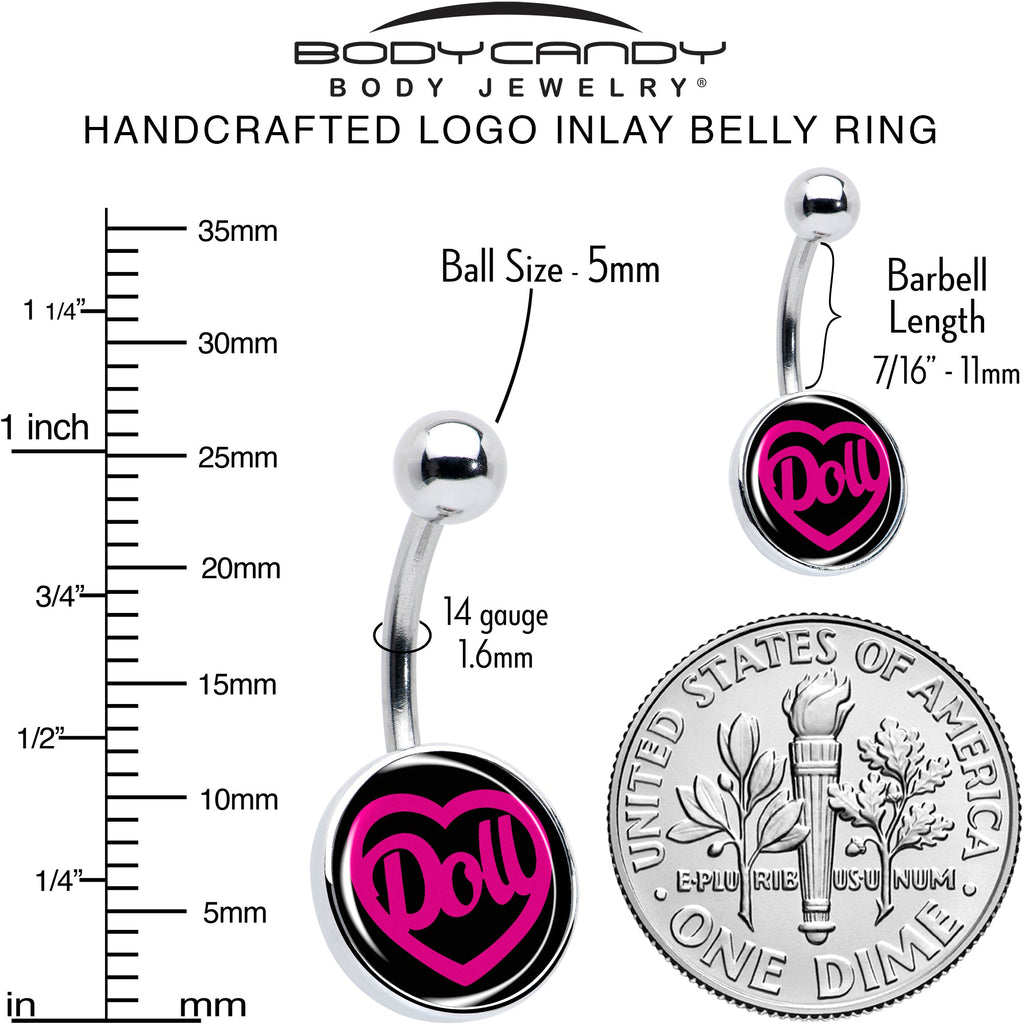 Hollow Heart Doll Word Belly Ring by Onyx O
