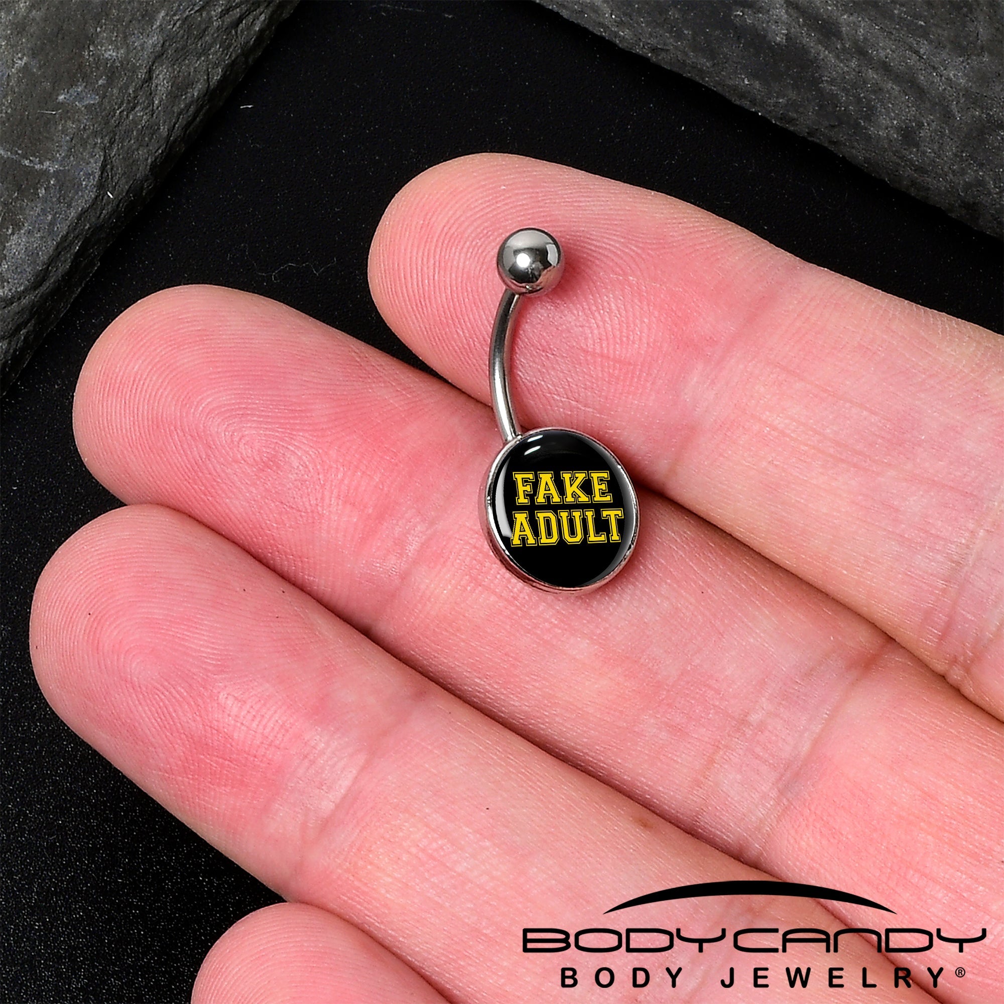 Black Yellow Fake Adult Belly Ring by Onyx O
