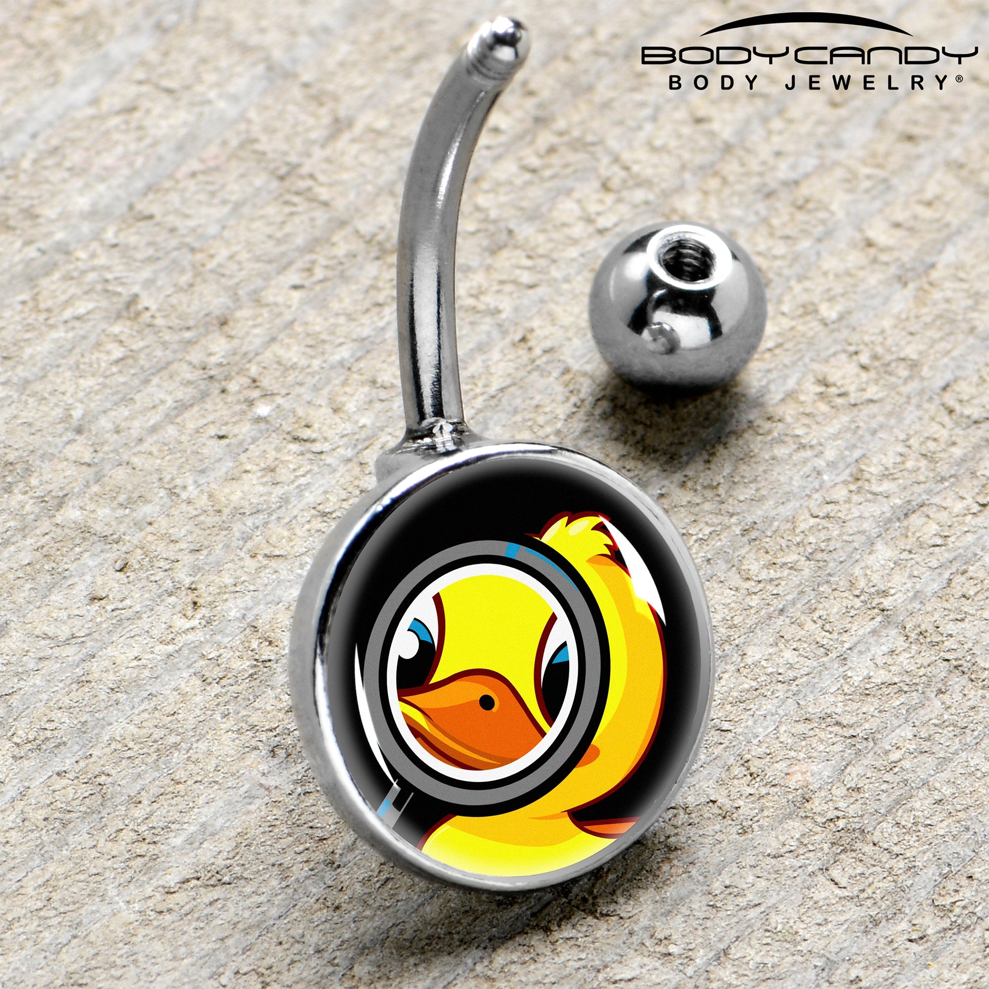 Magnified Yellow Duck Belly Ring by Onyx O