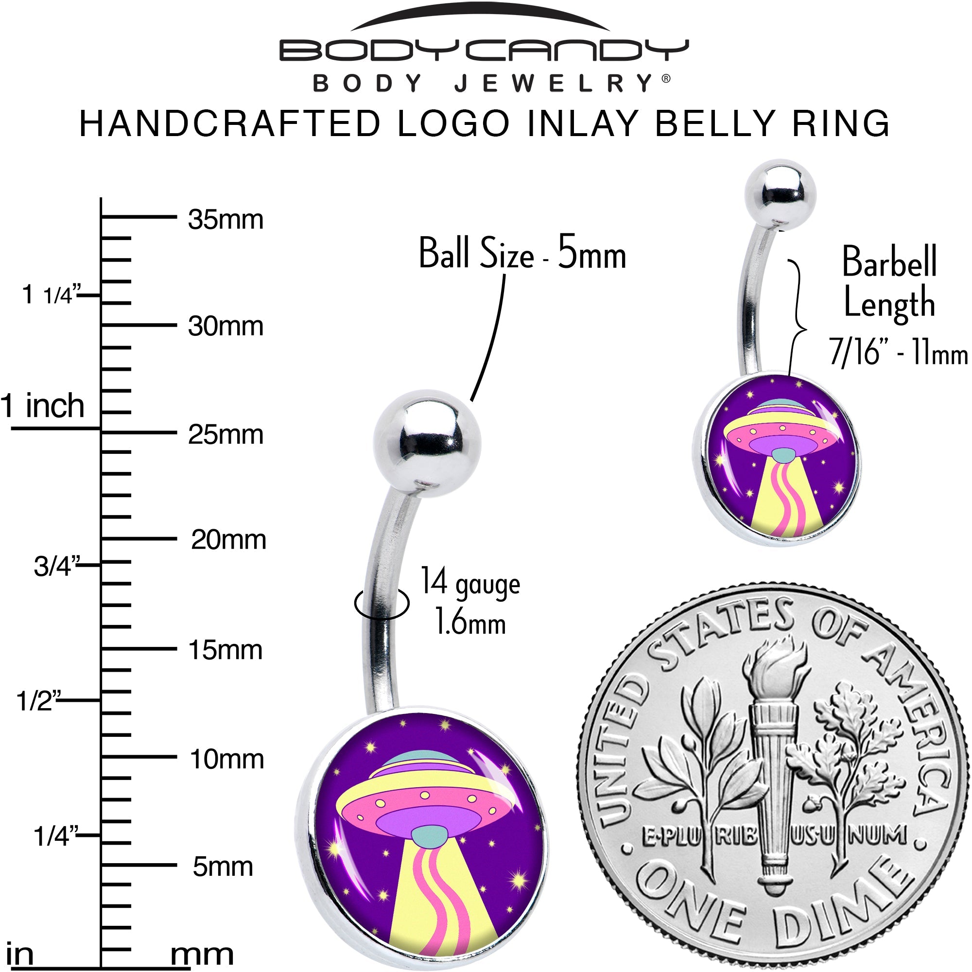 Style Space Invasion UFO Belly Ring by Onyx O
