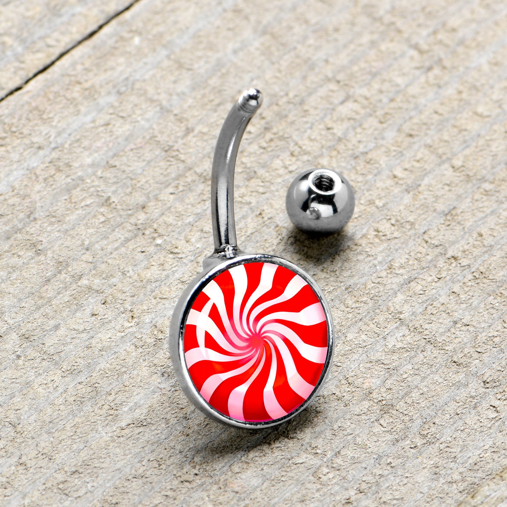 Holiday Peppermint Candy Belly Ring