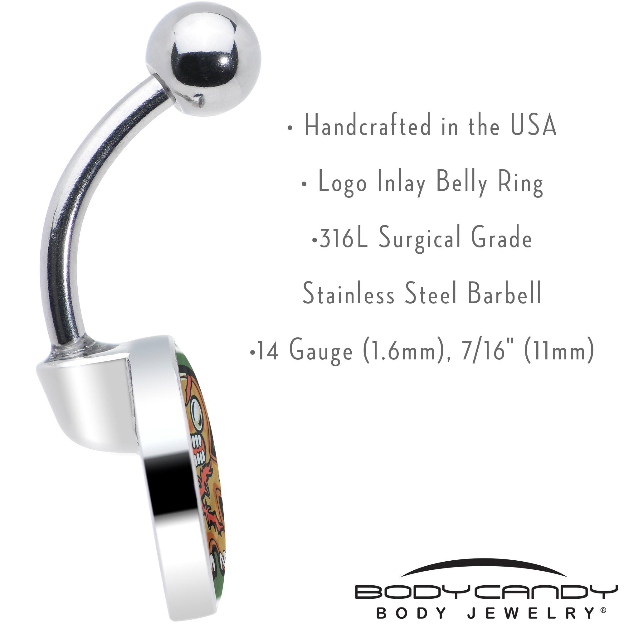 Christmas Holiday Zombie Gingergread Man Belly Ring by Onyx O