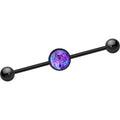 14G Black Anodized Universal Harmony Wolf Industrial Barbell 37mm