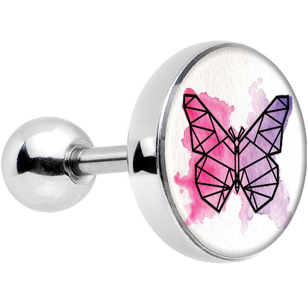 16G 1/4 Watercolor Geometric Butterfly Tragus Cartilage Earring