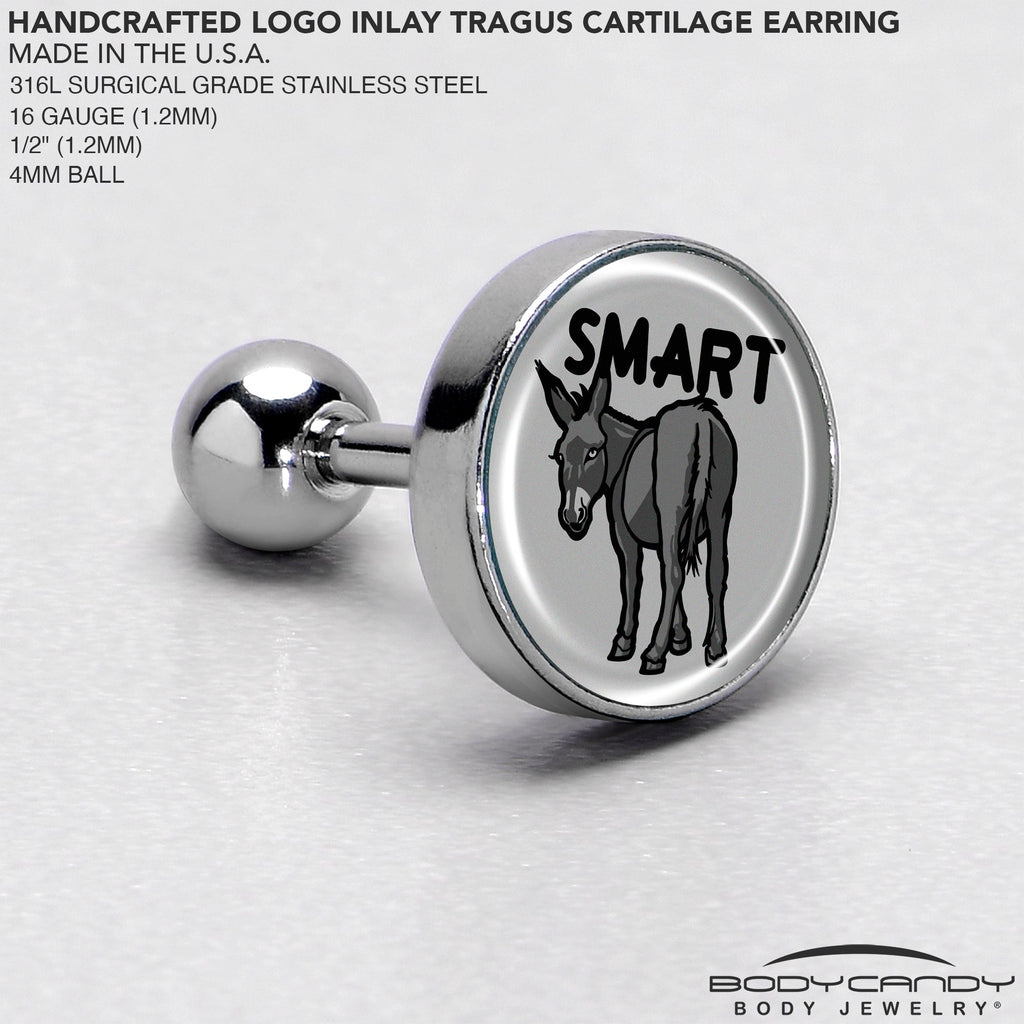 16G 1/4 Donkey Smart Ass Tragus Cartilage Earring by Onyx O
