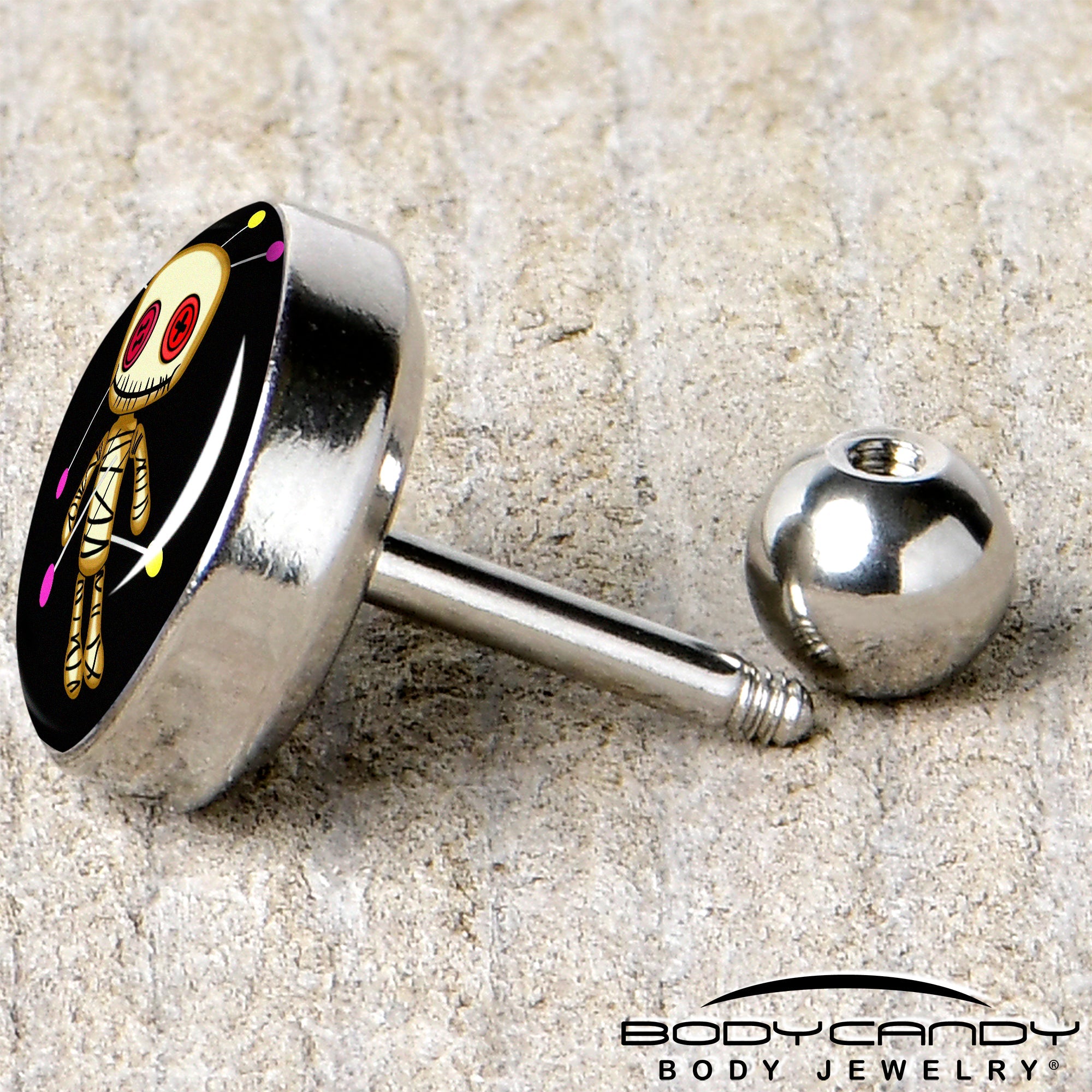 16G 1/4 Voodoo Doll Tragus Cartilage Earring by Onyx O