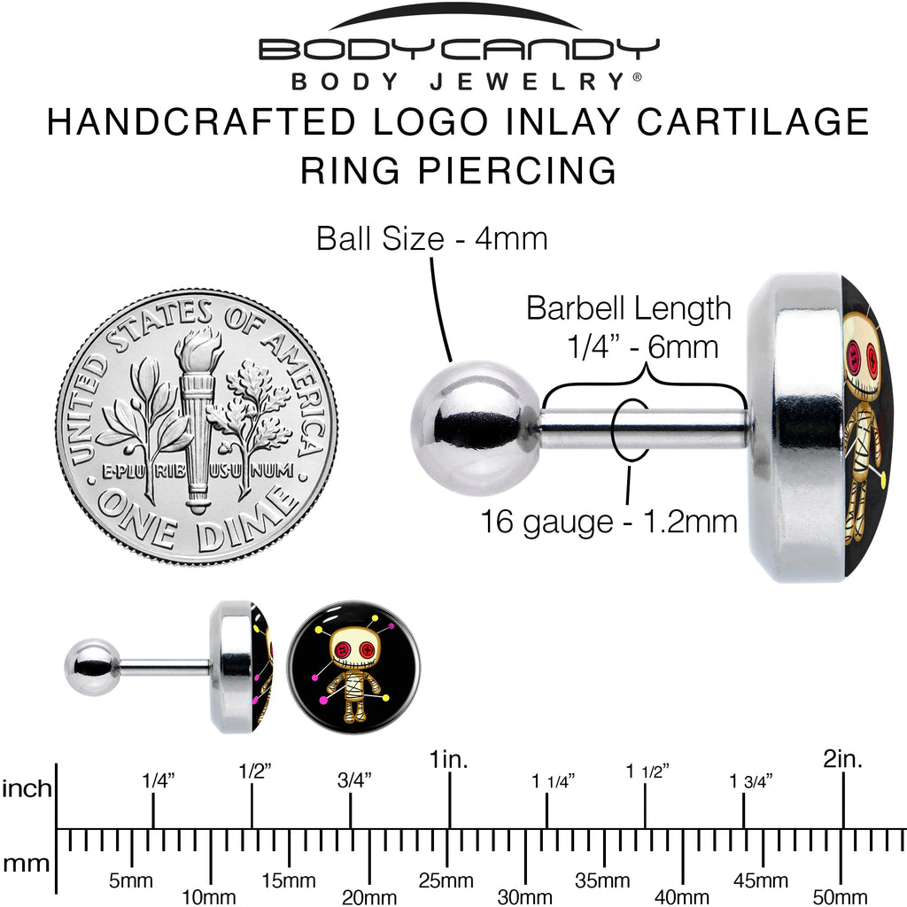 16G 1/4 Voodoo Doll Tragus Cartilage Earring by Onyx O