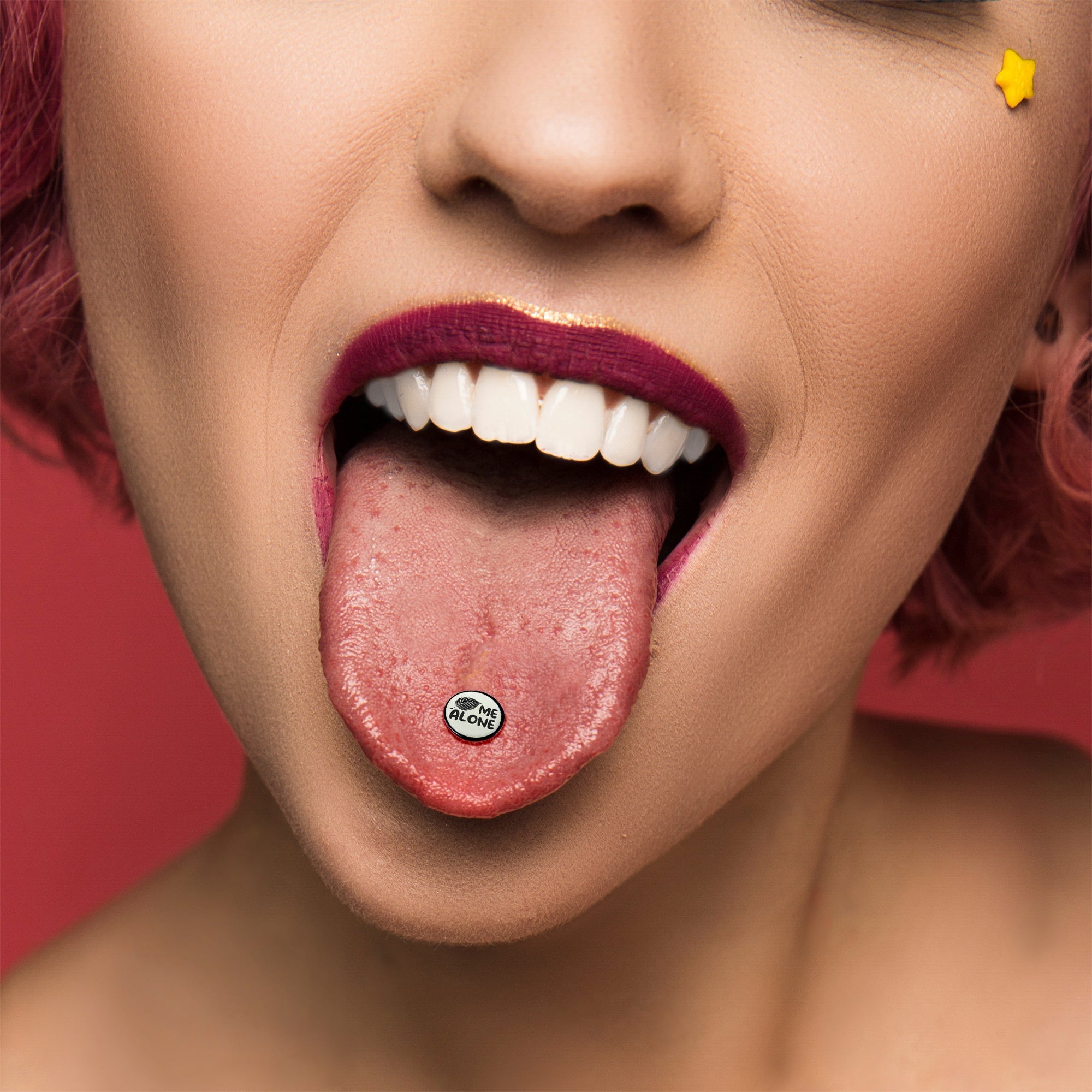 Glow in the Dark Black Anodized Leaf Me Alone Barbell Tongue Ring by Onyx O