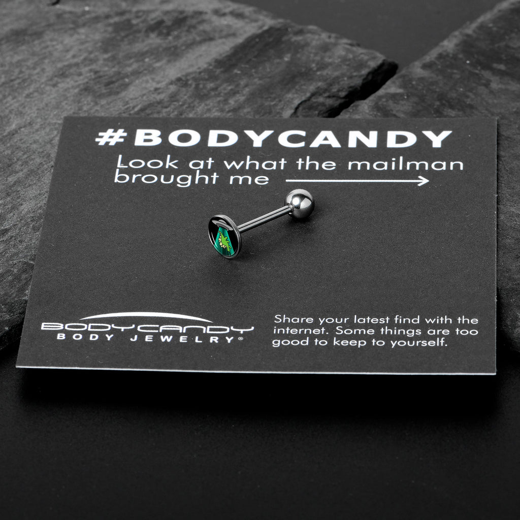 Alien UFO Dinosaur Abduction Barbell Tongue Ring by Onyx O