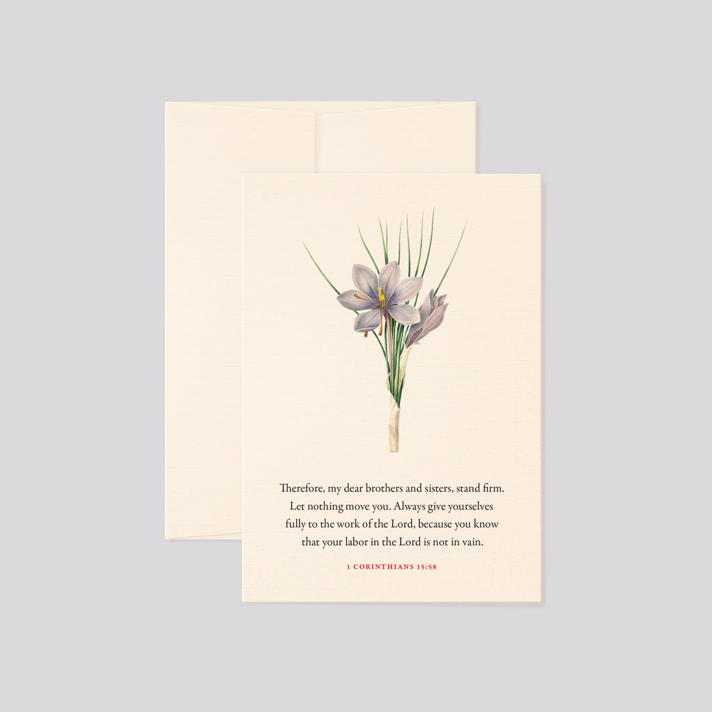 1 Corinthians 15:58, Stand Firm—Scripture Floral Greeting Card
