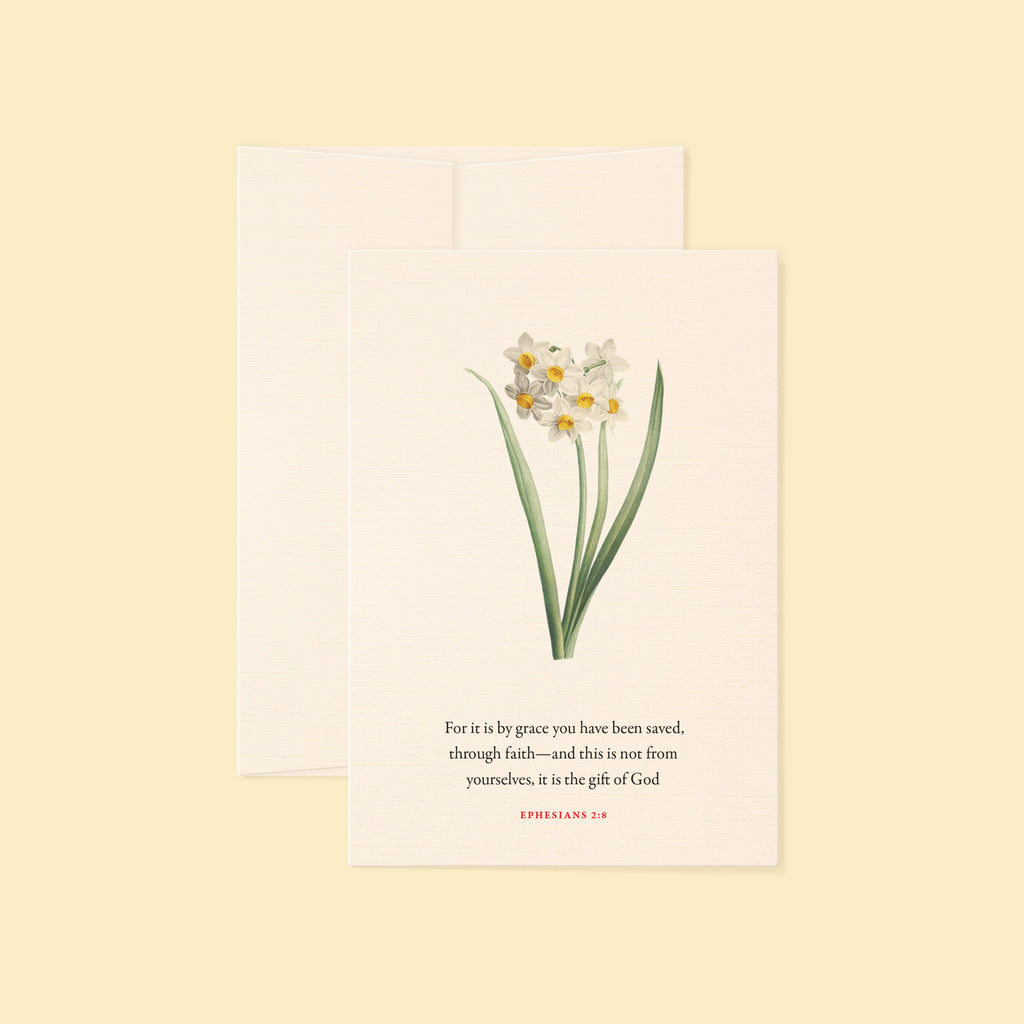 Ephesians 2:8, Saved by Grace—Scripture Floral Greeting Card