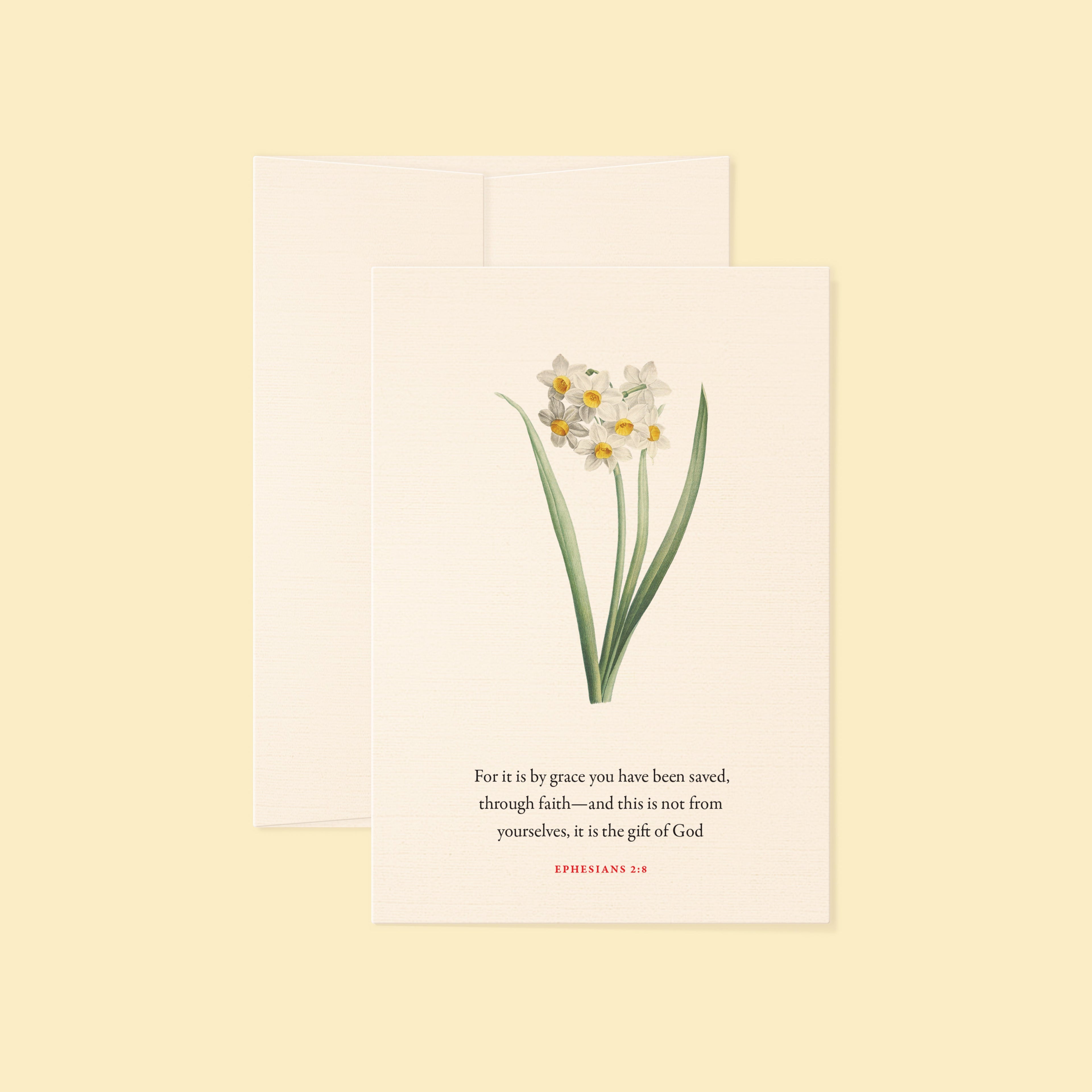 Ephesians 2:8, Saved by Grace—Scripture Floral Greeting Card