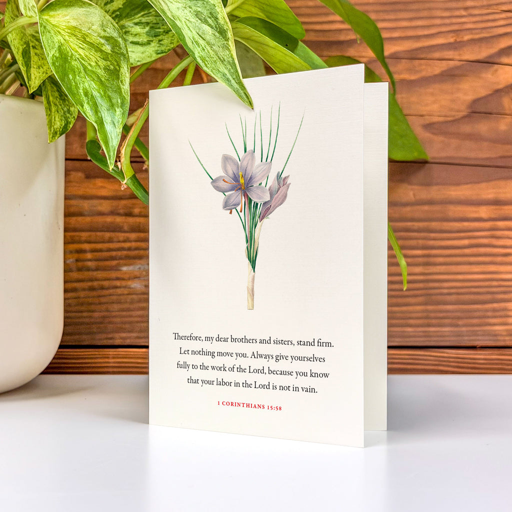 1 Corinthians 15:58, Stand Firm—Scripture Floral Greeting Card