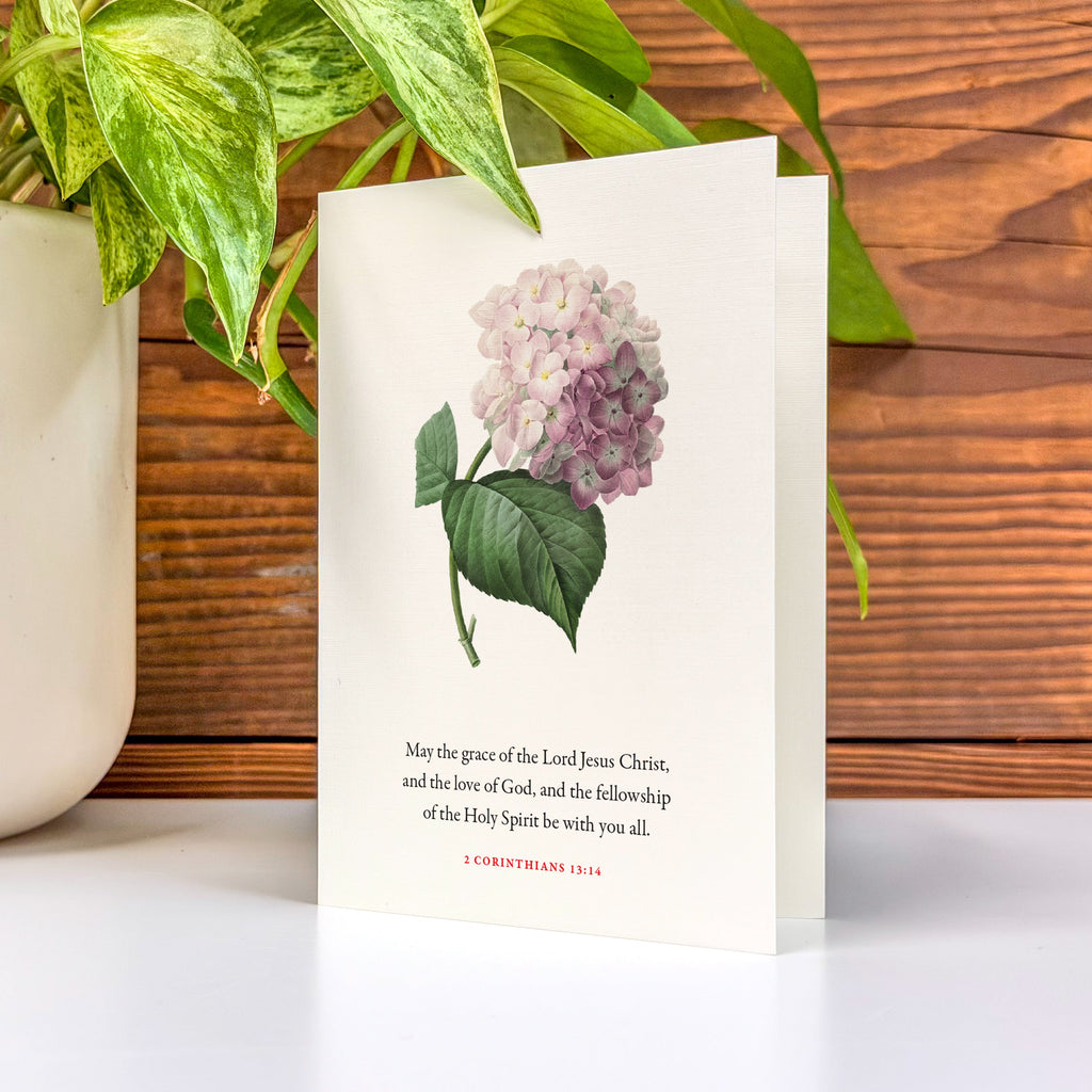 2 Corinthians 13:14, Grace, Love & Fellowship—Scripture Floral Greeting Card