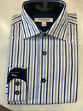 Isaac Mizrahi - Navy Blue Wide Stripe Dress Shirt