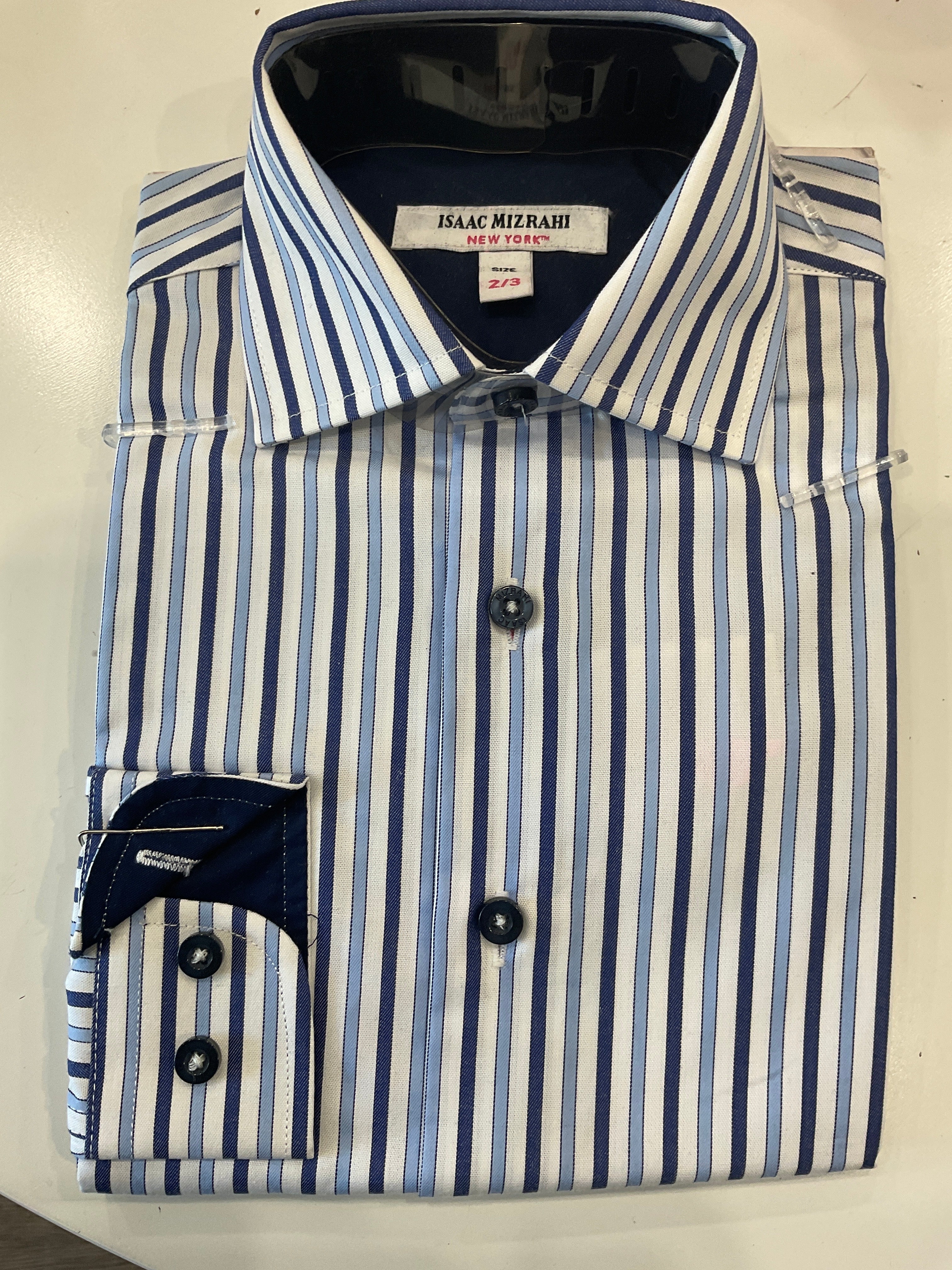 Isaac Mizrahi - Navy Blue Wide Stripe Dress Shirt