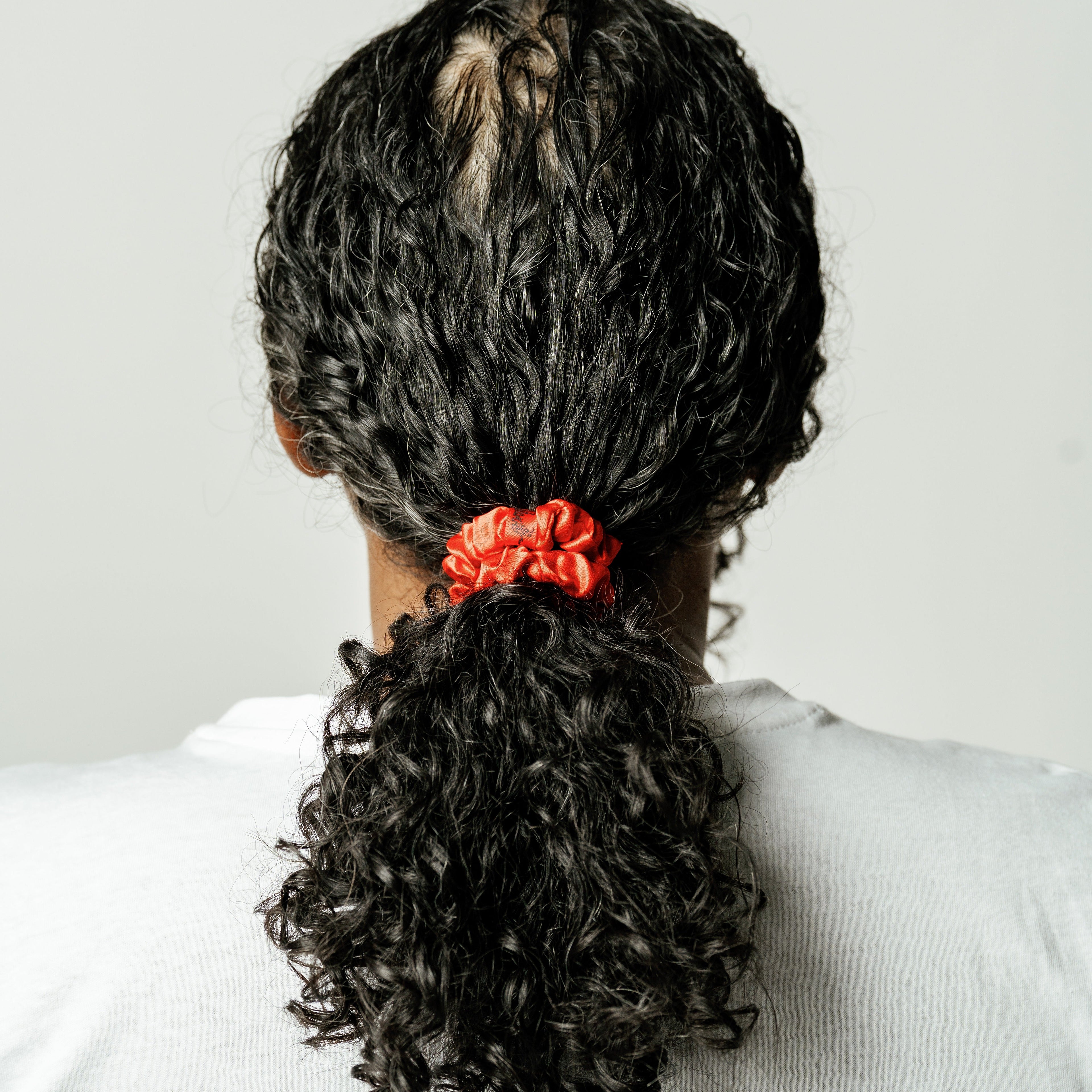 Organic Silk Small Scrunchie Tomato Red