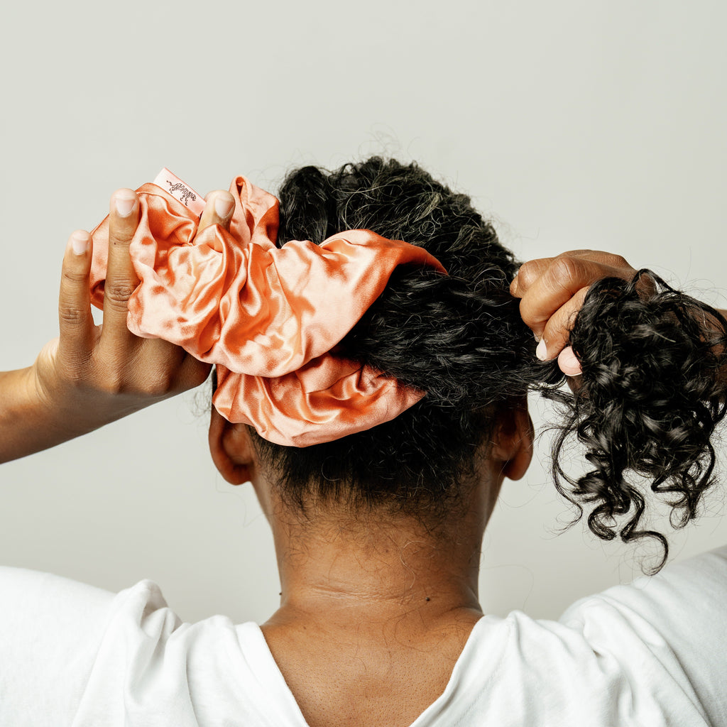 Organic Silk Oversized Scrunchie Peachy Coral