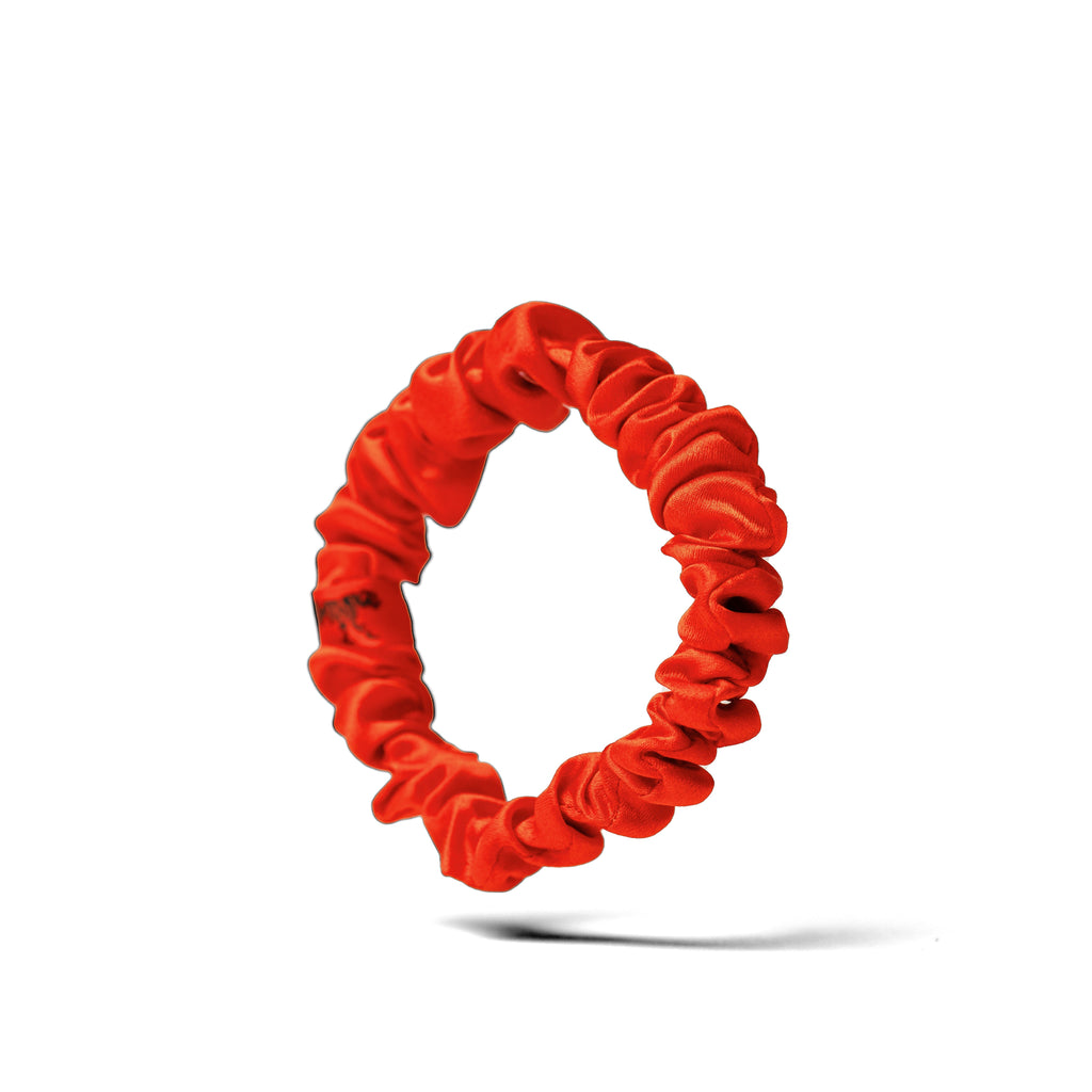 Organic Silk Small Scrunchie Tomato Red