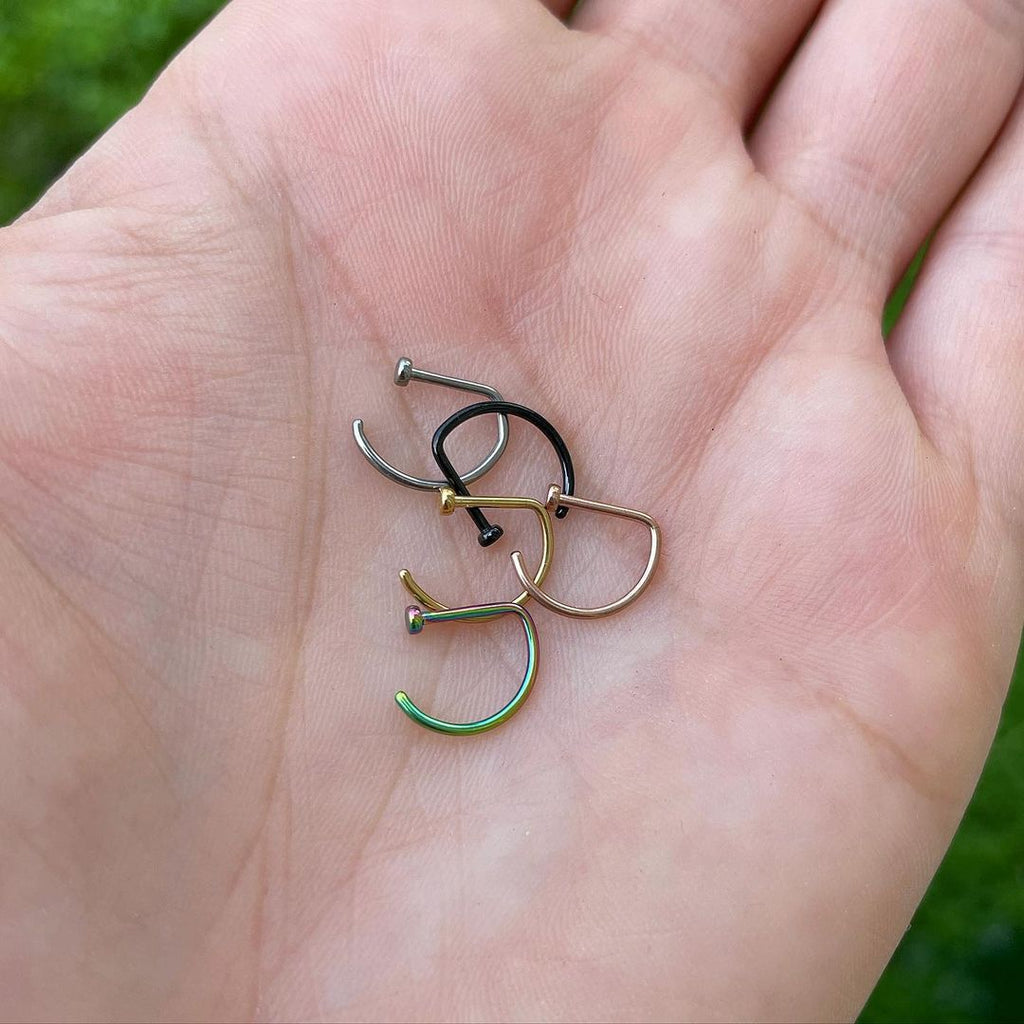 18G 3/8 G23 Implant Grade Titanium D Shape Nose Hoop