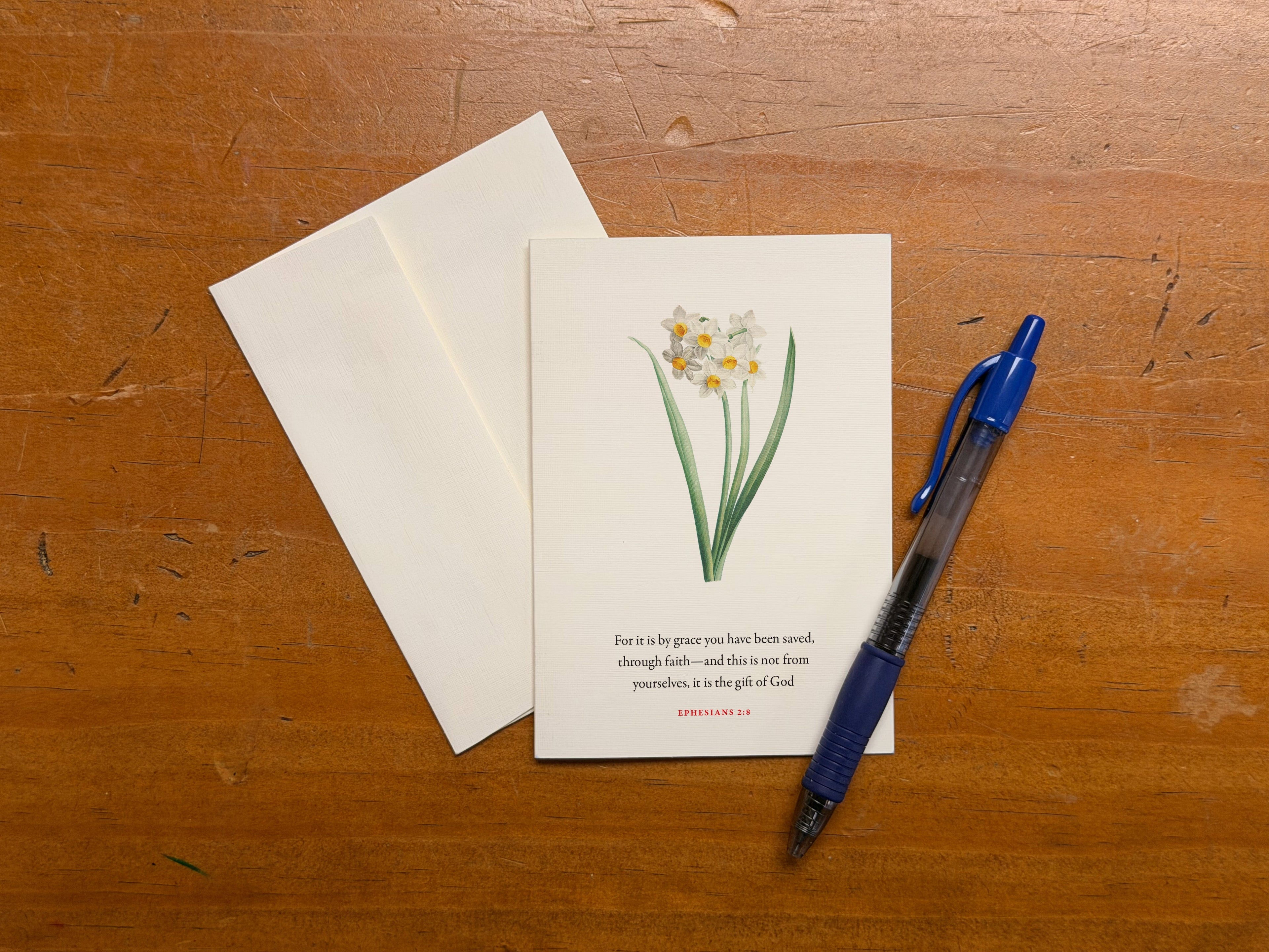 Ephesians 2:8, Saved by Grace—Scripture Floral Greeting Card