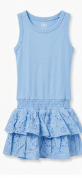 FBZ- BLUE EYELET DRESS