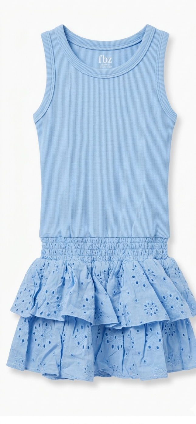 FBZ- BLUE EYELET DRESS