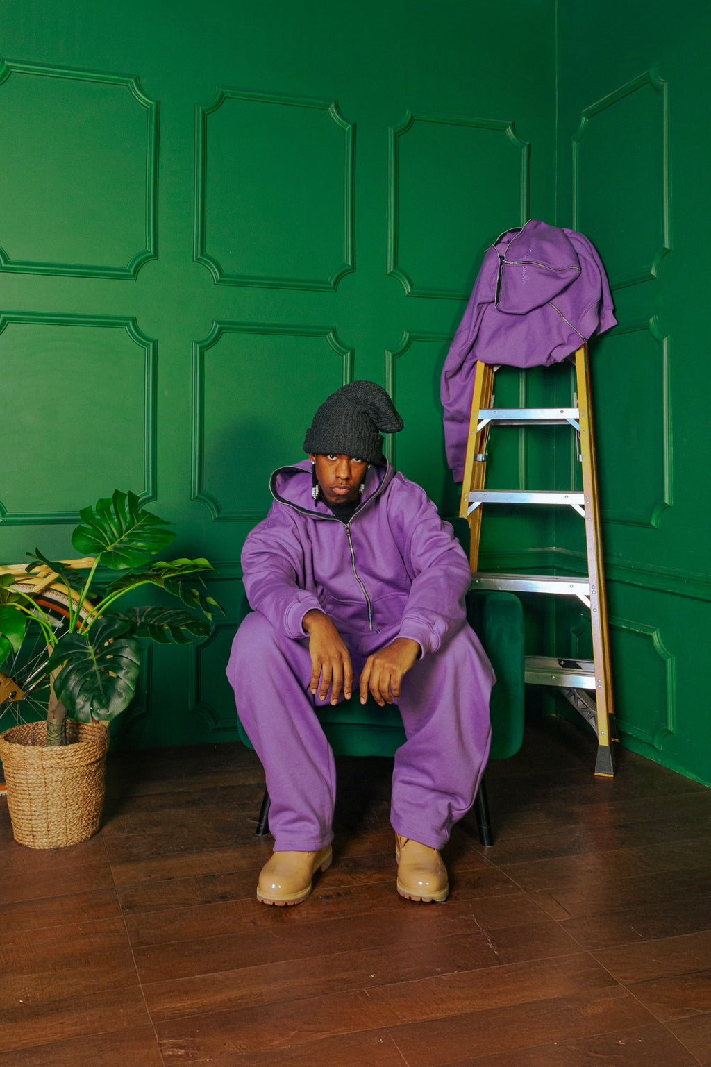 Purple Pleated Sweatpant