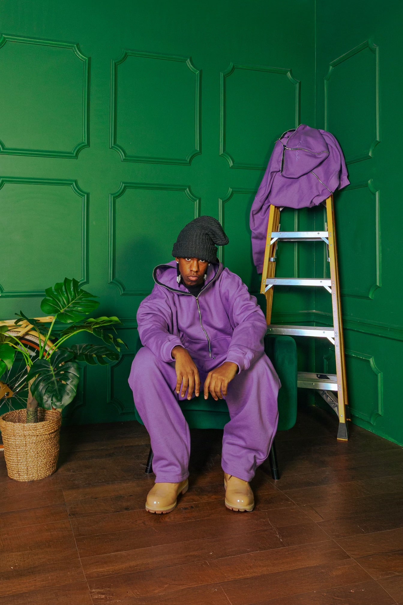 Purple Pleated Sweatpant