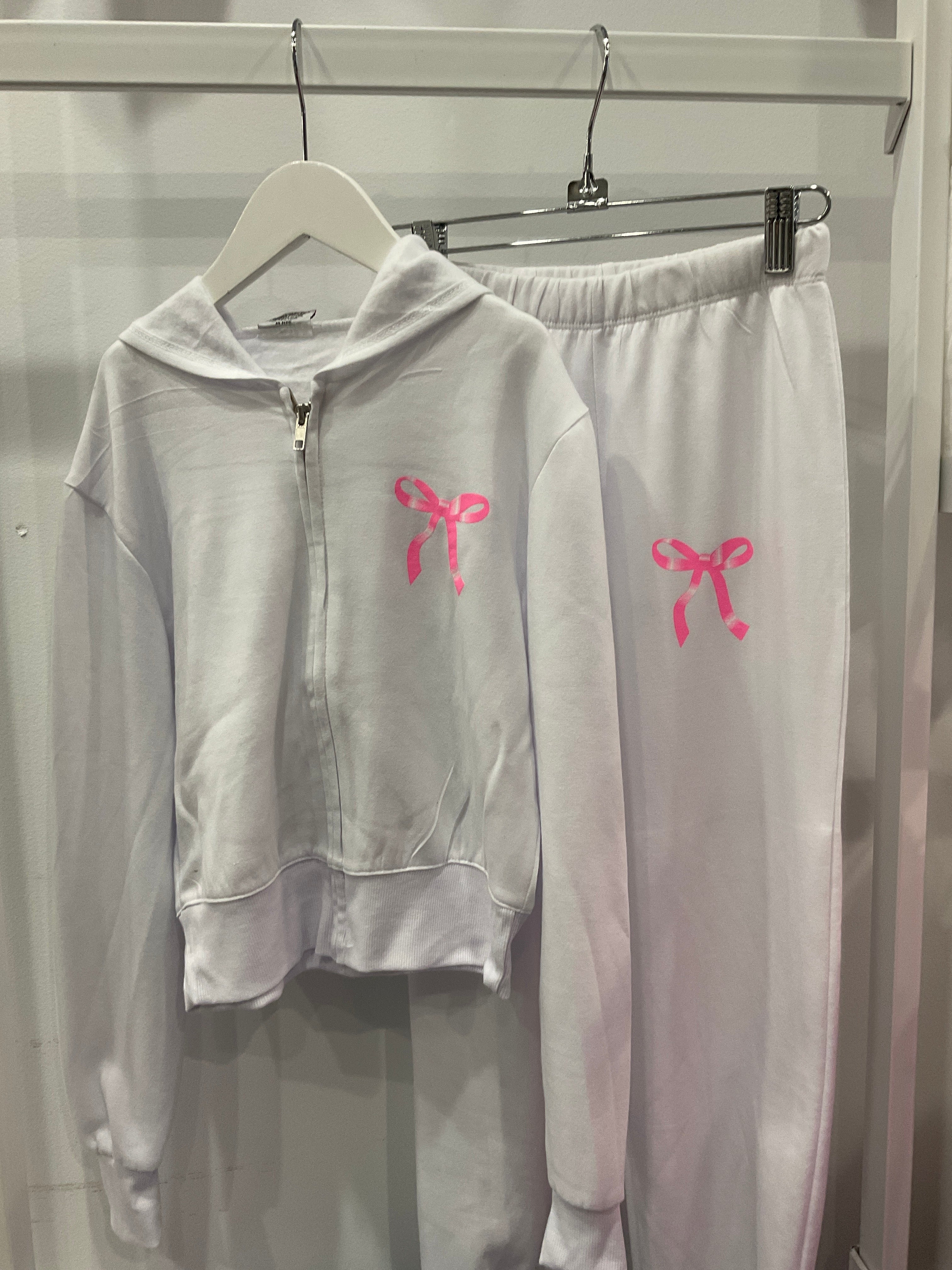 Firehouse - Old Pink Bow sweat Set in White