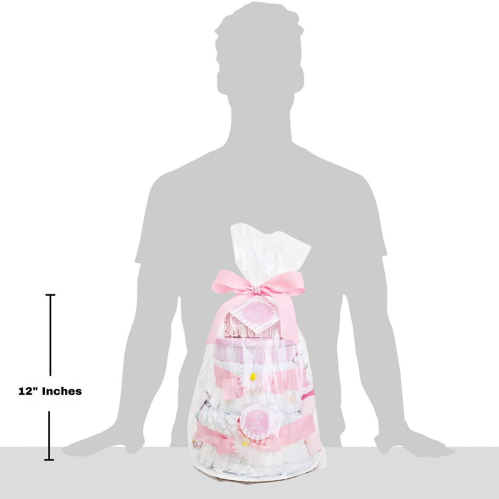 Sweet Baby Girl Diaper Cake Gift Baskeet