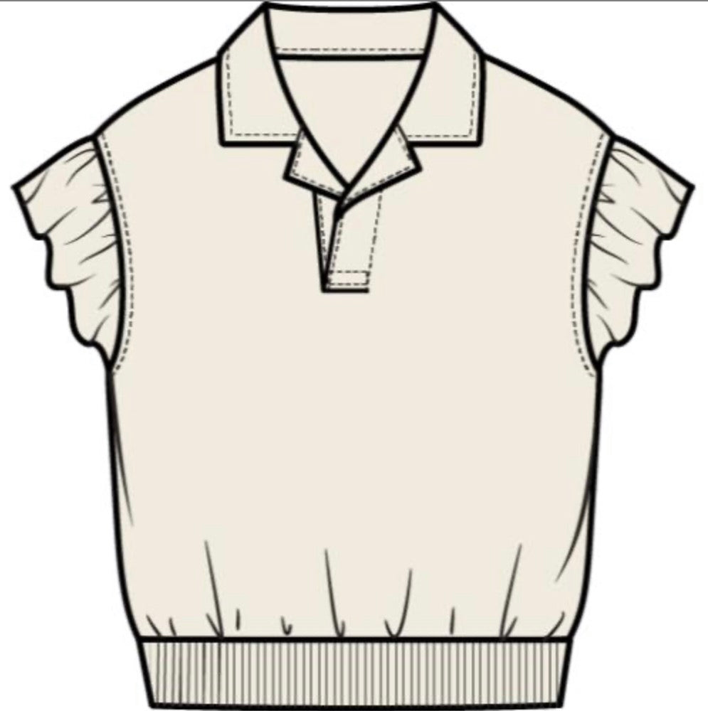 Miles The Label - Short Sleeve Polo Top & Knit Shorts, Off White