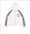 T2Love - Hooded Zip Jacket with Sports Trim Heart Outline, White