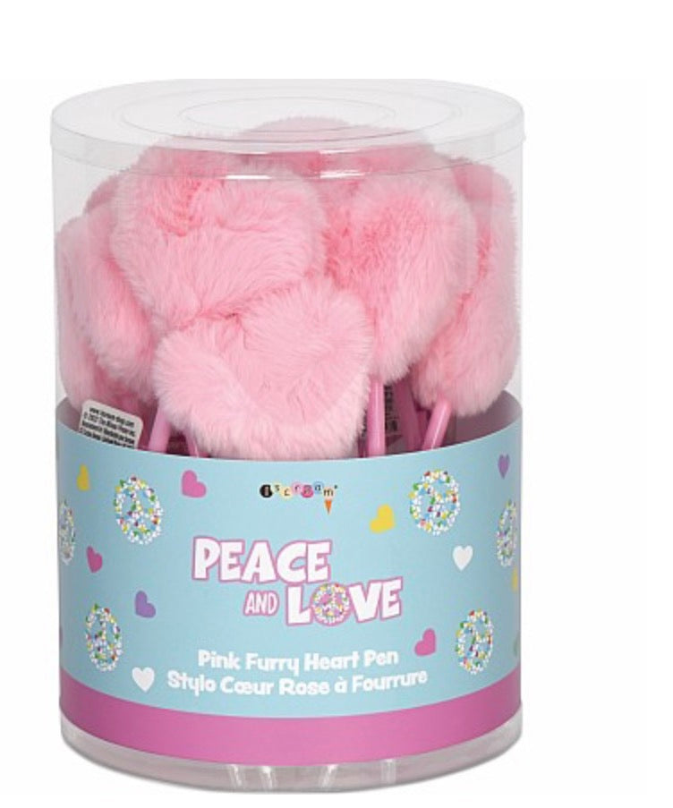ISCREAM - Pink Furry Heart Pens