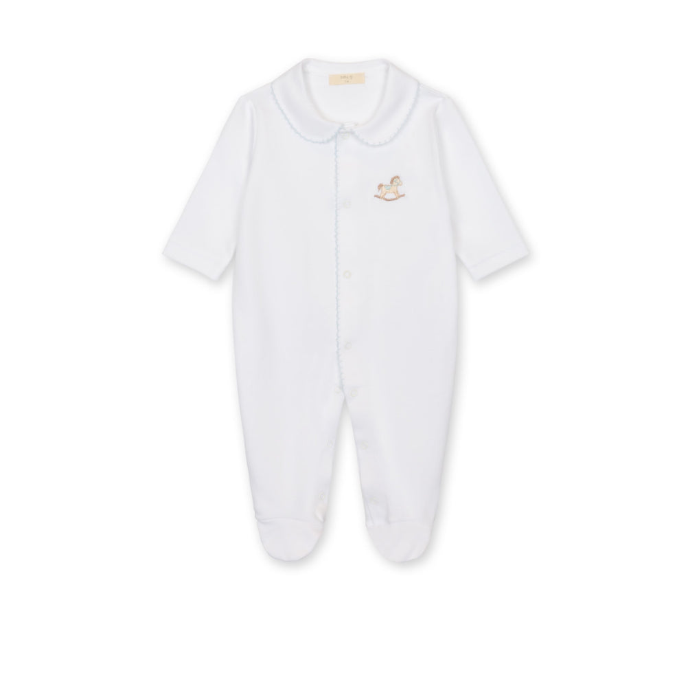 Baby GI - Rocking Horse Footie, White & Blue