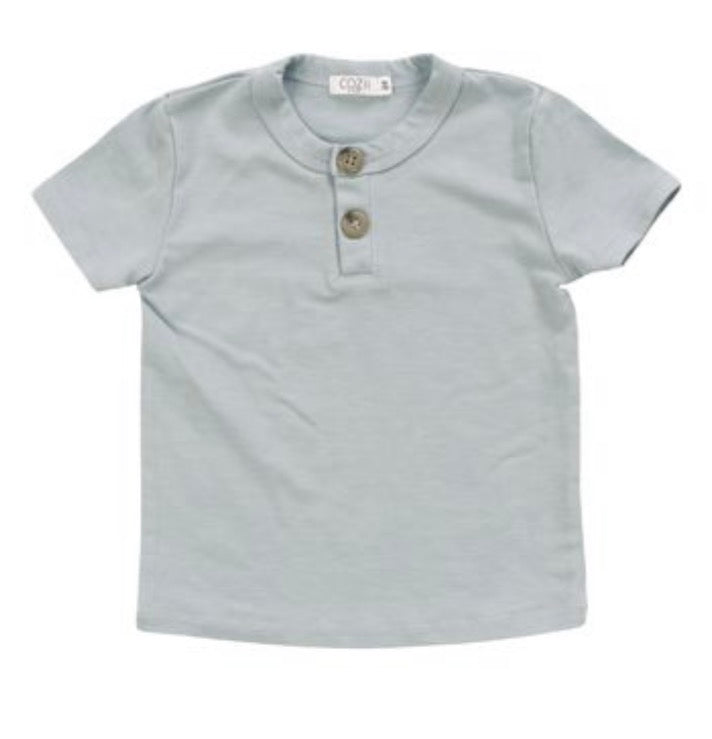 COZII - Short Sleeve Henley Top, White