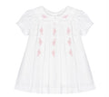 Patachou - Girls Dress with Pink Leaves, Ecru