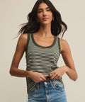 Z Supply- Elin Stripe Rib Tank Dark Agave