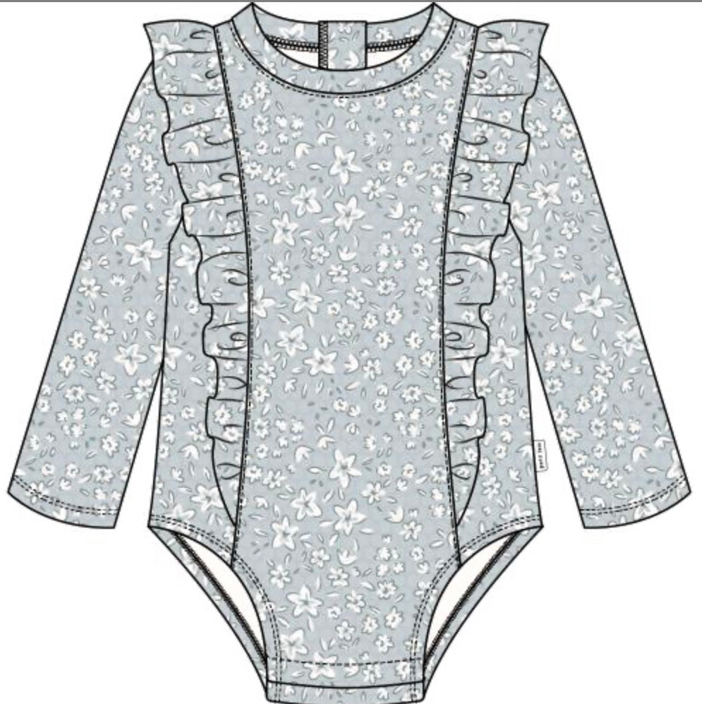 Petite Lem - 1 Pc Knit Swim Suit, Light Blue