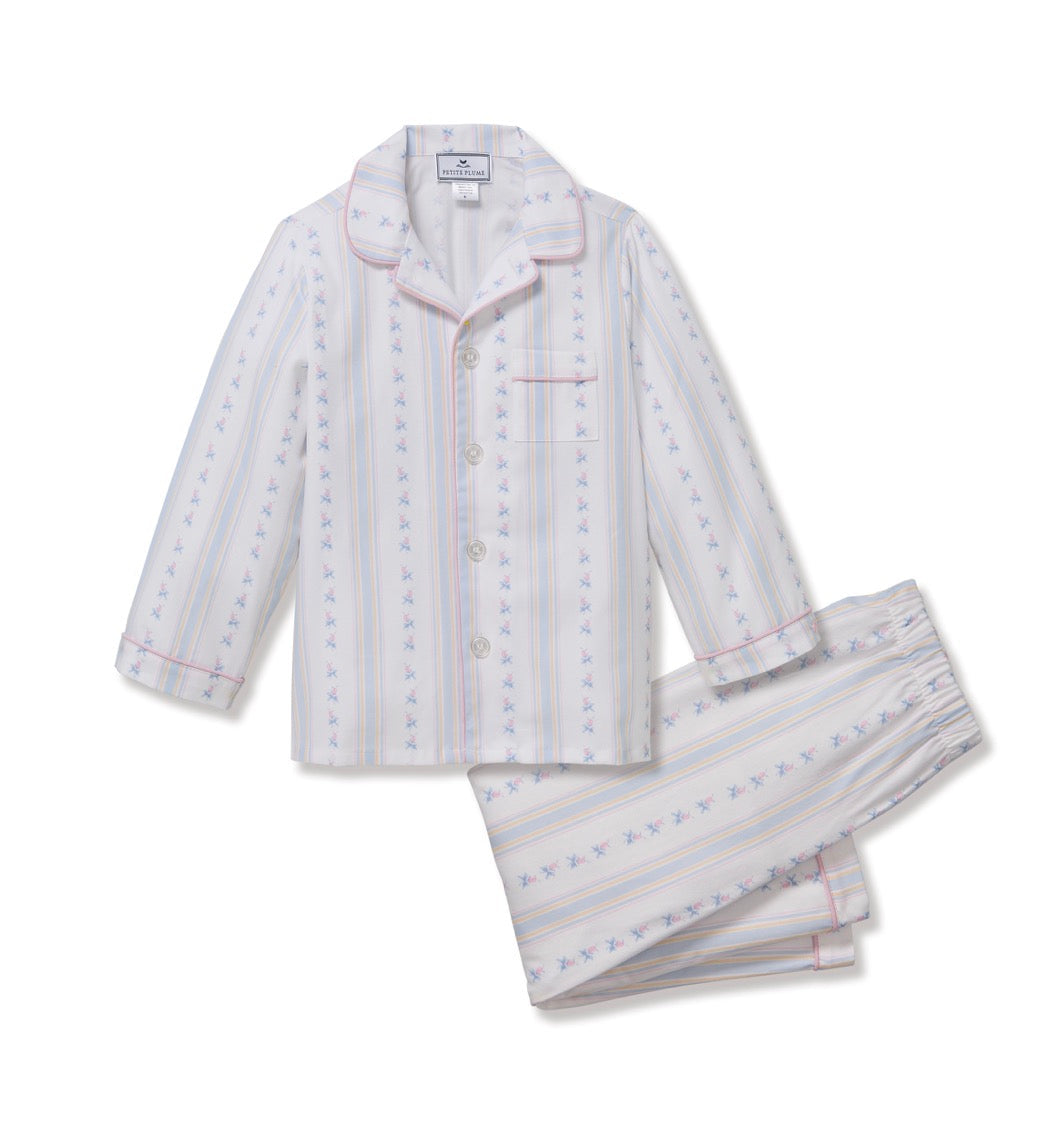 Petite Plume - Children’s Classic Pajama Set in Cottage Stripe