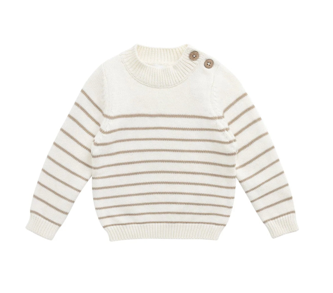 Jamie Kay Malcolm knitted Jumper - Stripe Cloud/Brioche