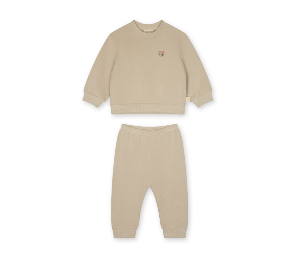 Baby GI - Teddy Bear Crewneck & Sweatpants 2 Pc Set, Beige
