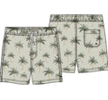 Petite Lem - Woven Swim Trunks, Light Green Palm Trees