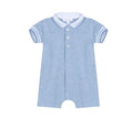 Patachou - White Striped Onesie, Pale Melange Blue