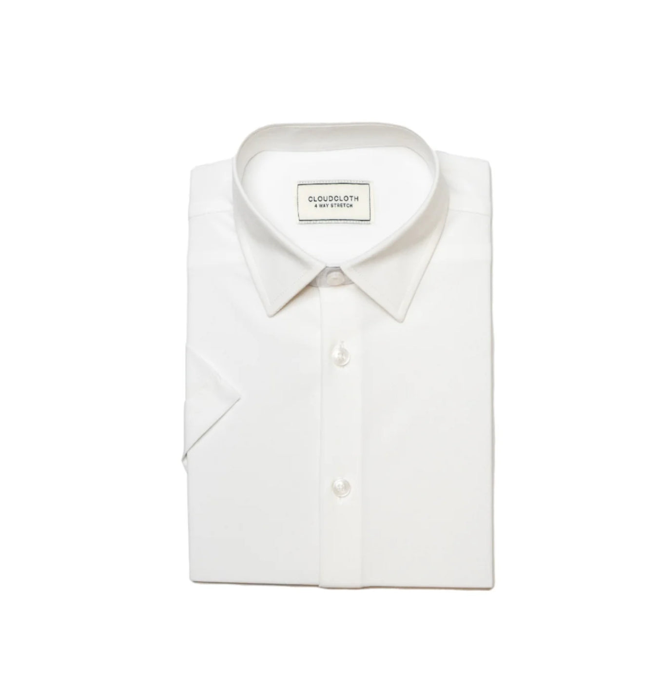 Cloud cloth 4 way stretch solid shirt long sleeve white