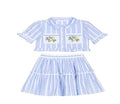 Patachou - Girls 2 pc Striped Shirt & Skirt, Blue Stripes