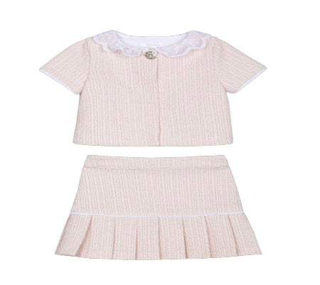 Patachou - Girls 2 pc Top & Skirt Set, Pale Pink