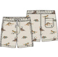 Petite Lem - Woven Swim Trunks, Beige Dinos